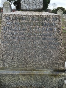 The inscription on Stodart's grave
