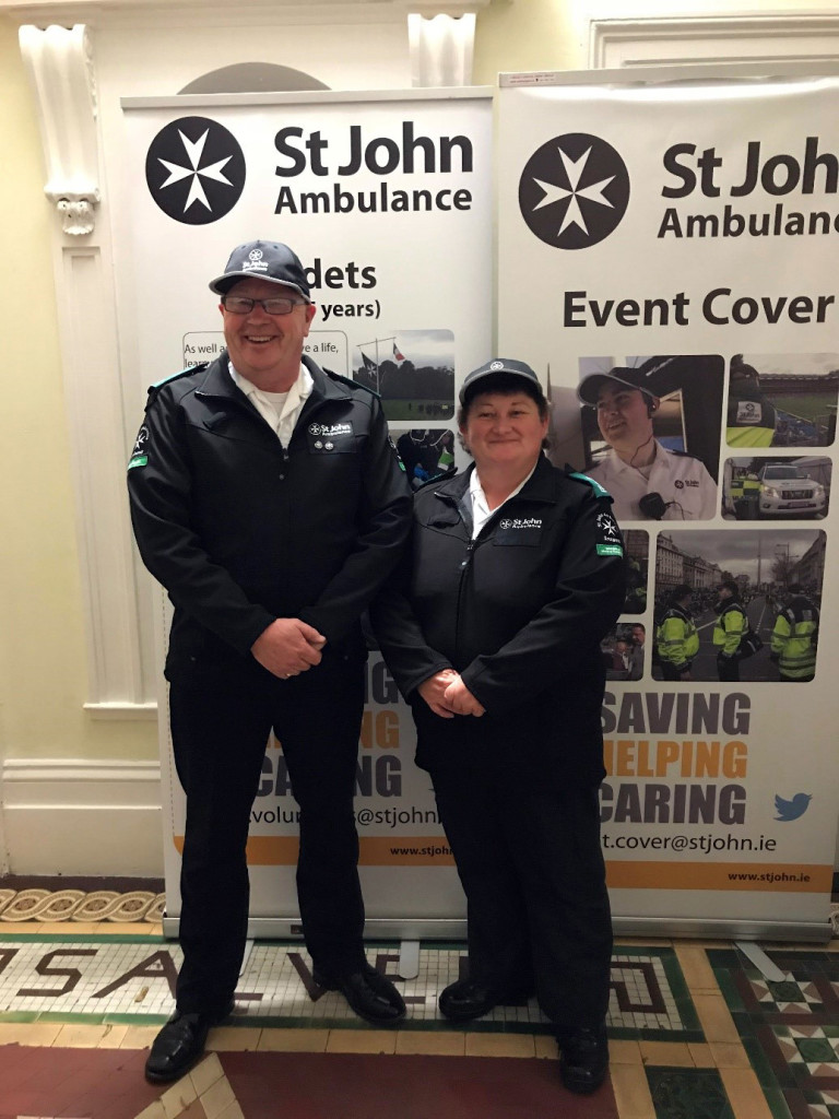 St John Ambulance Members Michael Cardiff and Susan O'Sullivan